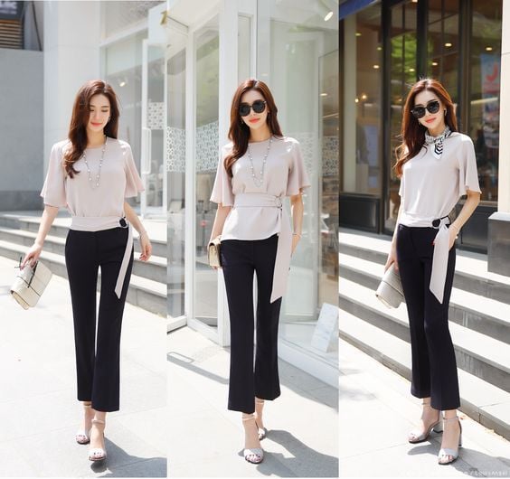 Phối áo kiểu cùng quần tây