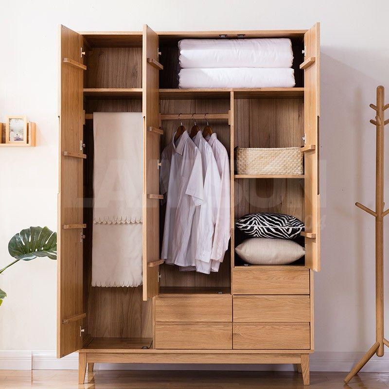 Tủ quần áo gỗ tự nhiên thông minh tiết kiệm diện tích