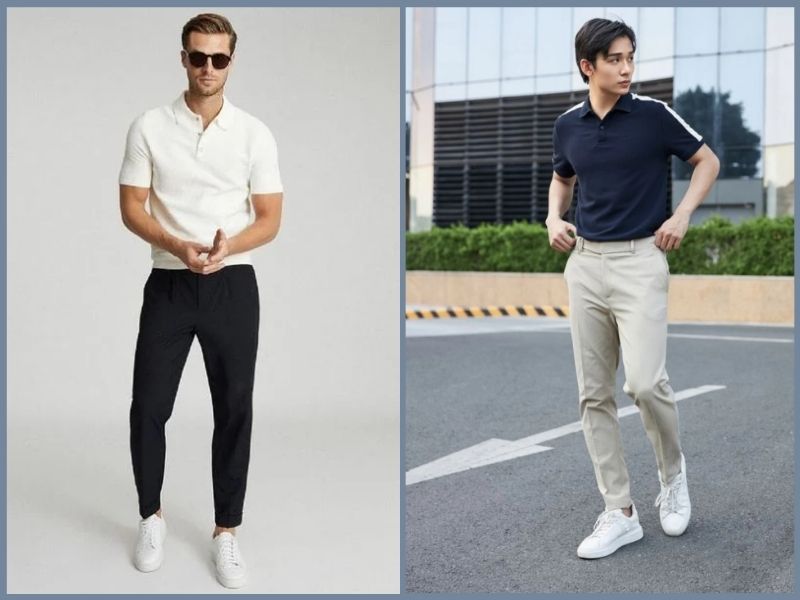 Áo polo và quần kaki cho outfit công sở nam trẻ trung