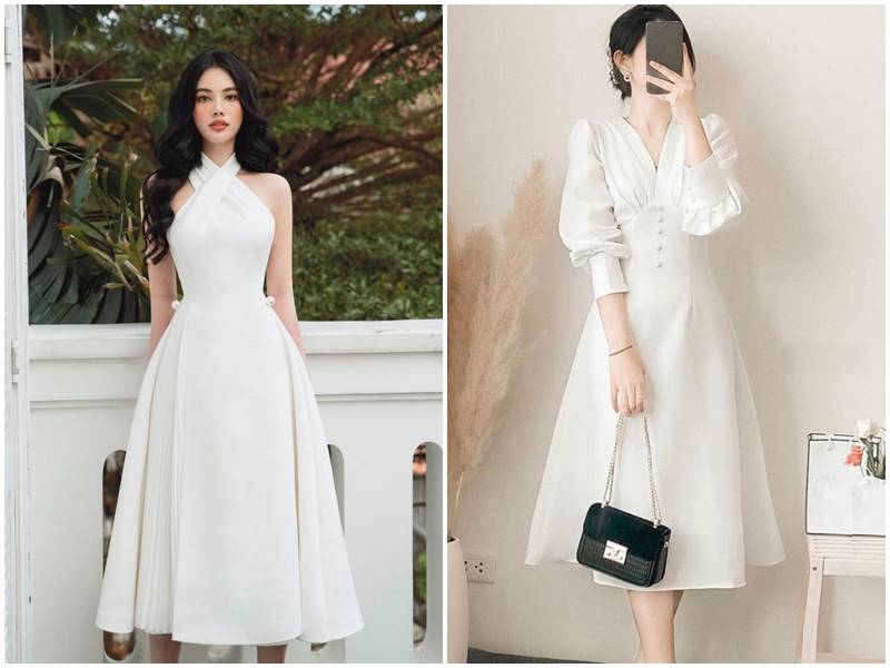 Váy trắng dự tiệc thanh lịch, sang trọng