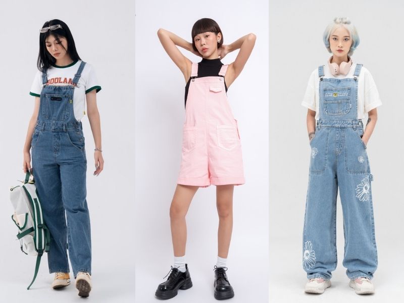 Yếm quần ngắn phối áo thun