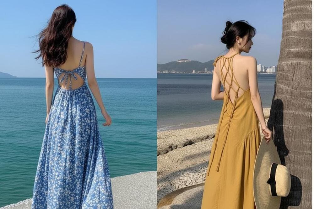 Váy maxi hai dây đi biển