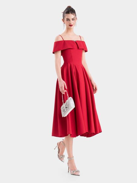 Đầm midi nơ ngực