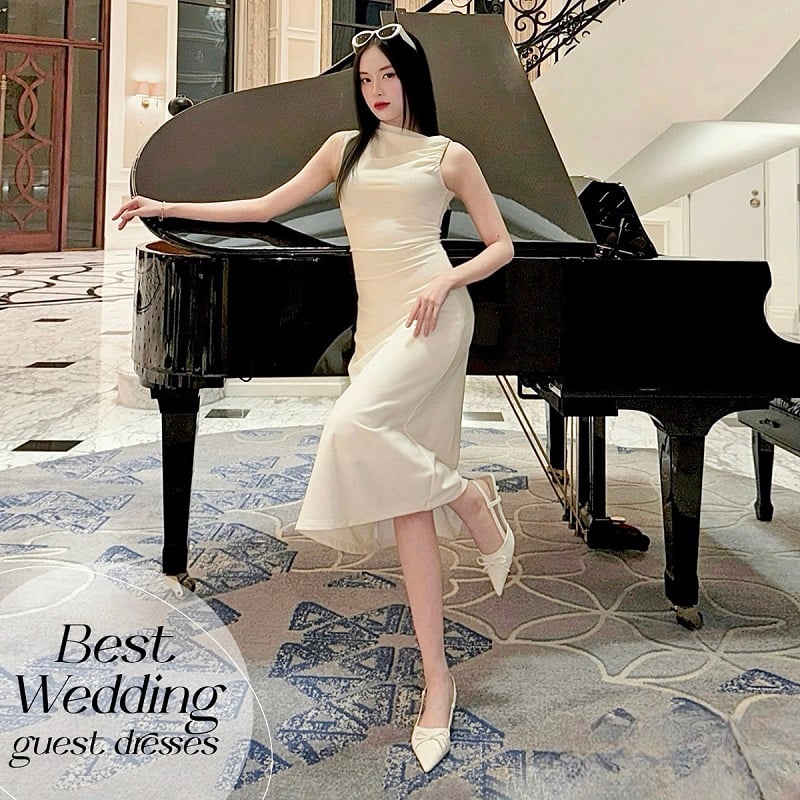 Đầm Ivory dáng midi thanh lịch