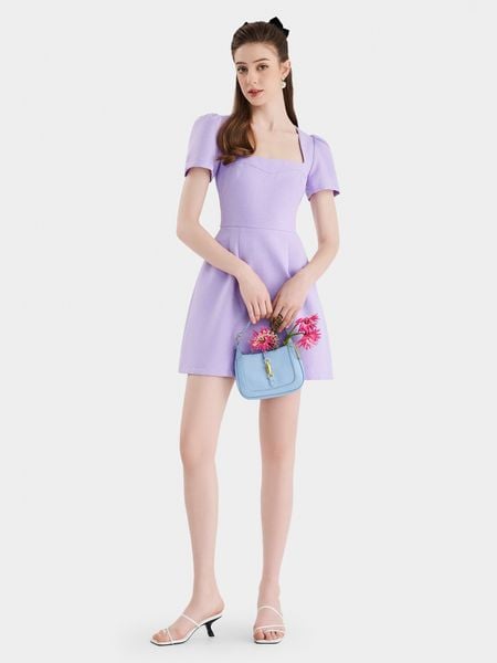 Đầm mini form A màu tím và hồng