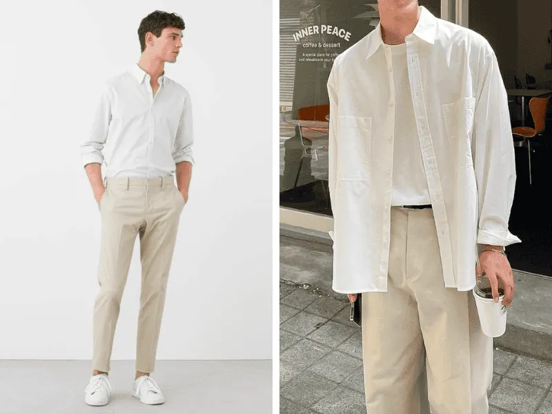 Sơ mi phối quần kaki tạo phong cách công sở trẻ trung, lịch sự