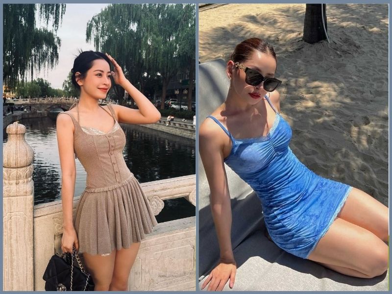 Outfit mùa hè nữ với váy hai dây