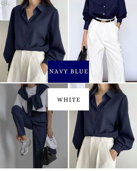 Xanh navy phối trắng