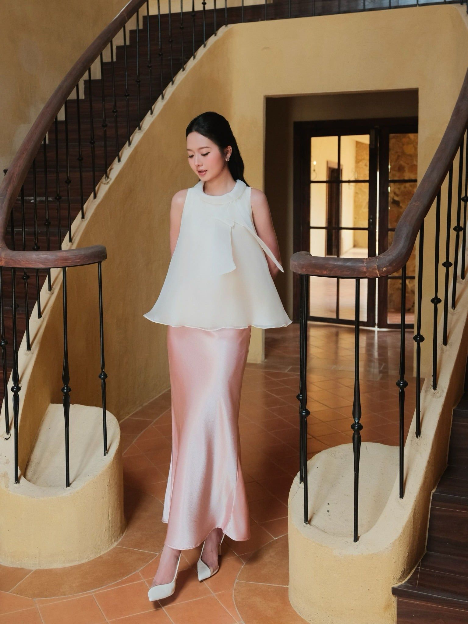 Váy maxi lụa ánh nhung đuôi cá