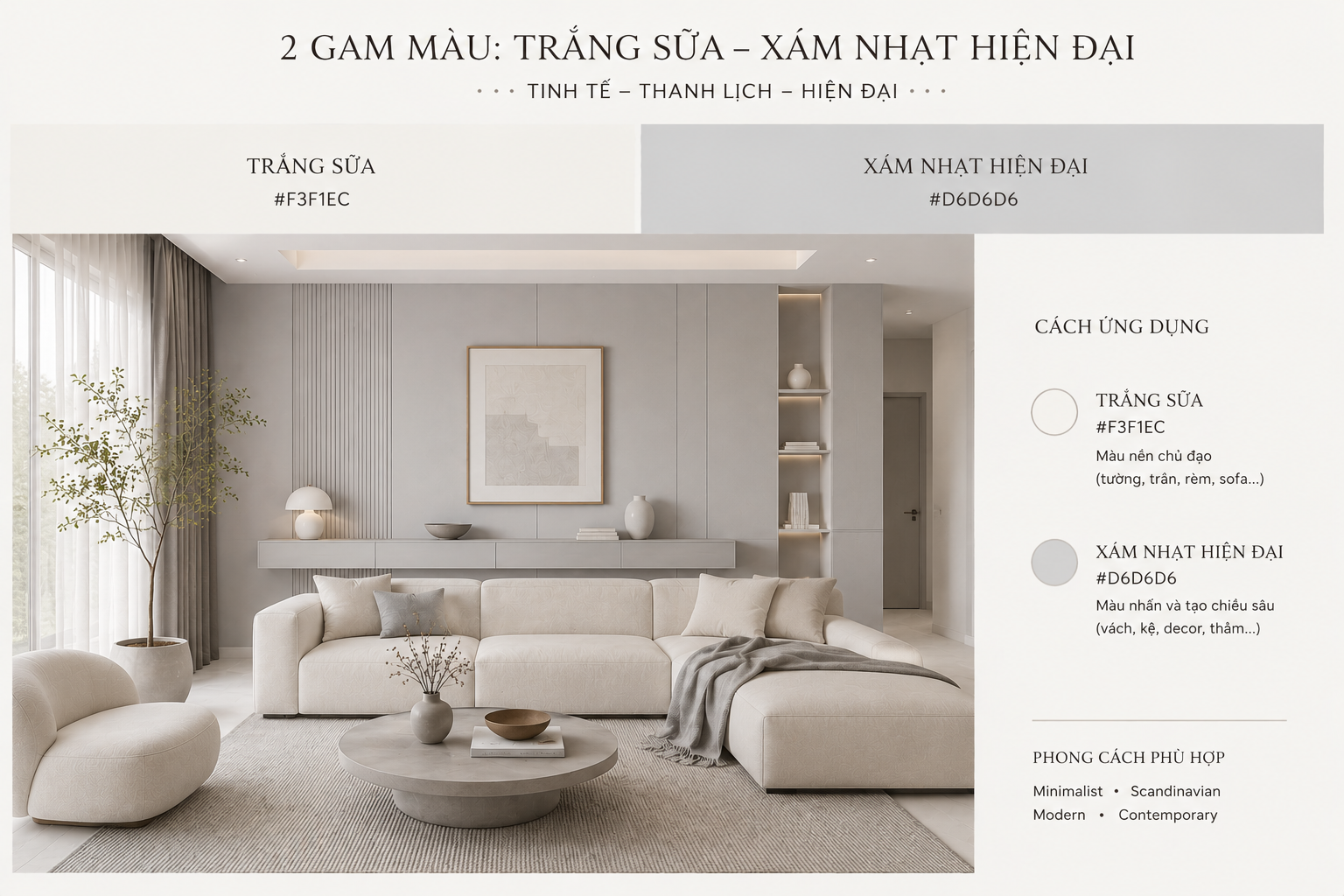 Xám nhạt hiện đại cho nội thất