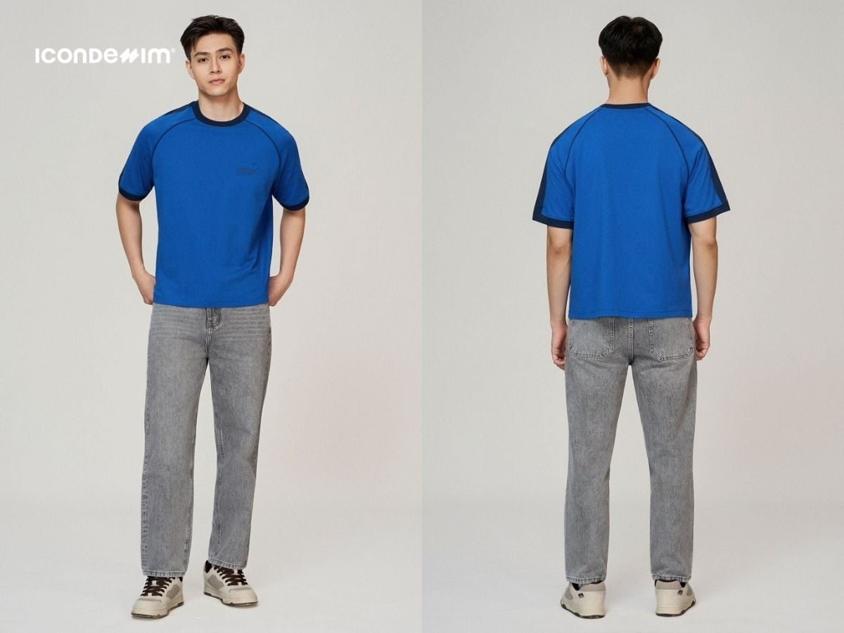 Chi tiết viền bo gấu tay áo polo tạo điểm nhấn cho set đồ