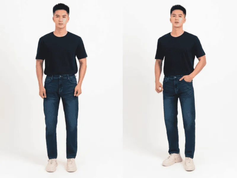 Áo thun trơn và quần jeans là set đồ công sở năng động, dễ áp dụng