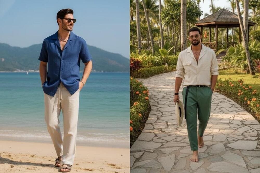 Áo sơ mi linen cho nam đi biển