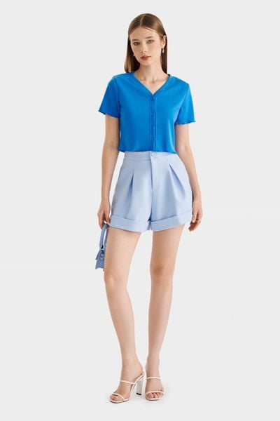 Áo thun croptop cài nút cổ V