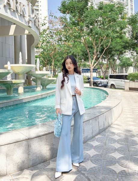 Blazer phối quần ống loe