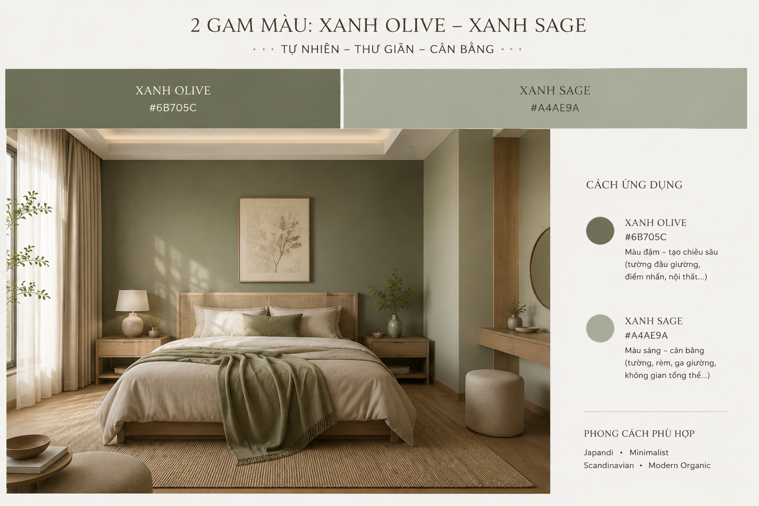 Xanh olive và xanh sage nội thất hiện đại