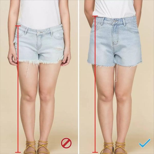 Quần short cạp cao dáng rộng giúp chân thon hơn