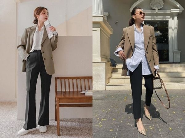 Áo sơ mi phối blazer layer