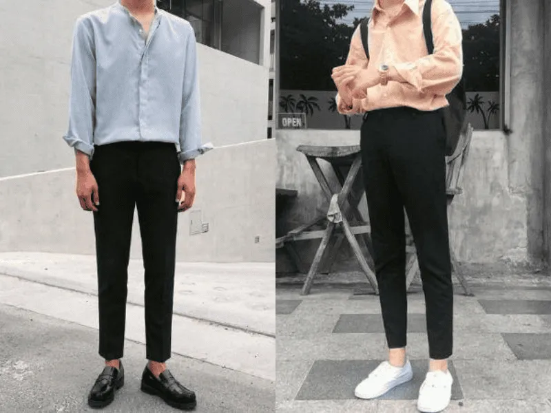 Phối sơ mi sáng với quần tây tối để tạo tương phản lịch lãm