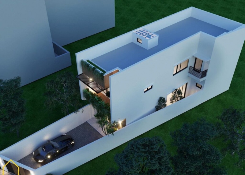 Sơ đồ nhà nở hậu với phần sau rộng hơn mặt tiền