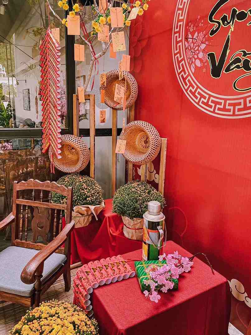 Phòng khách trang trí Tết