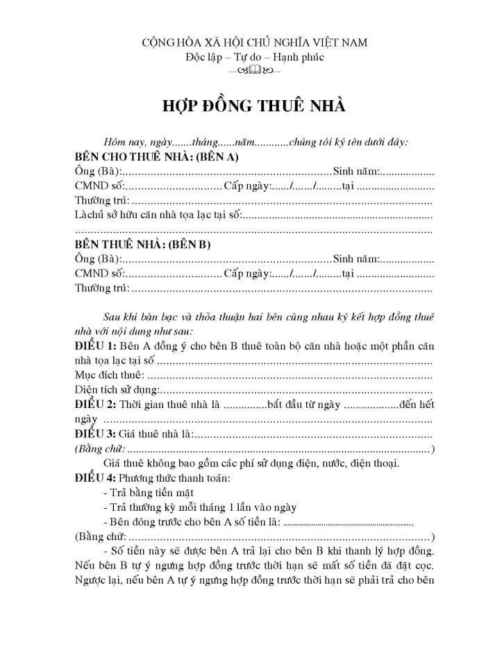 Nhà ở cho thuê không hợp đồng