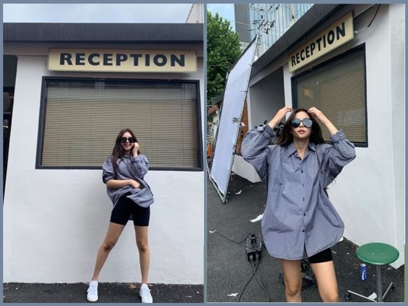 Áo sơ mi và quần short nữ