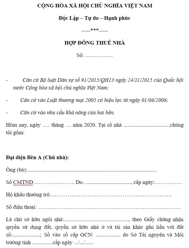 Ký hợp đồng thuê nhà