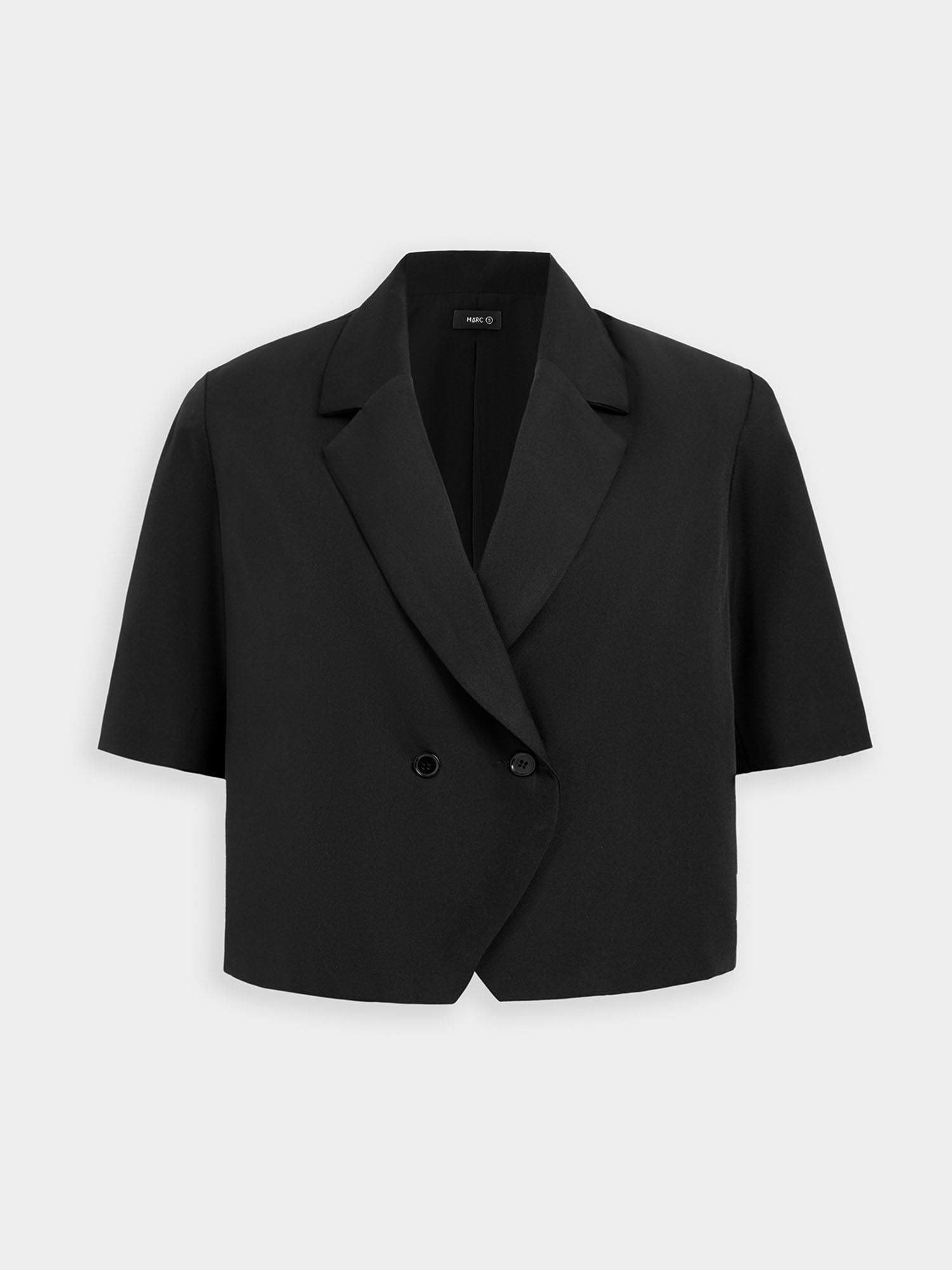 Áo blazer dáng crop tay ngắn kết hợp quần tây lưng cao
