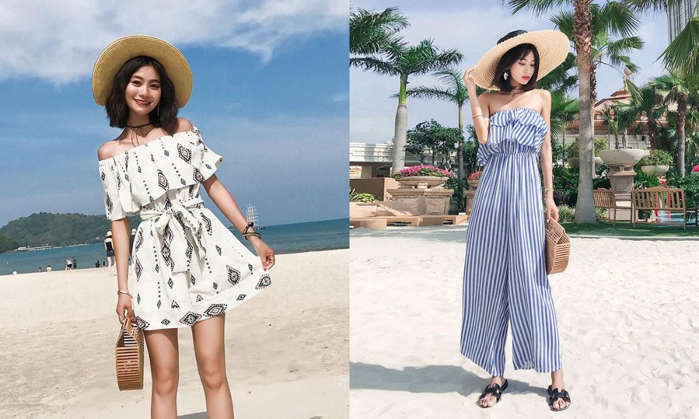 Jumpsuit họa tiết đi biển