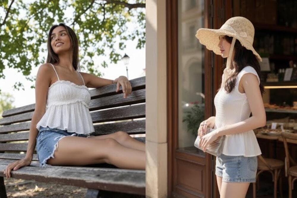 Áo babydoll và quần short đi biển
