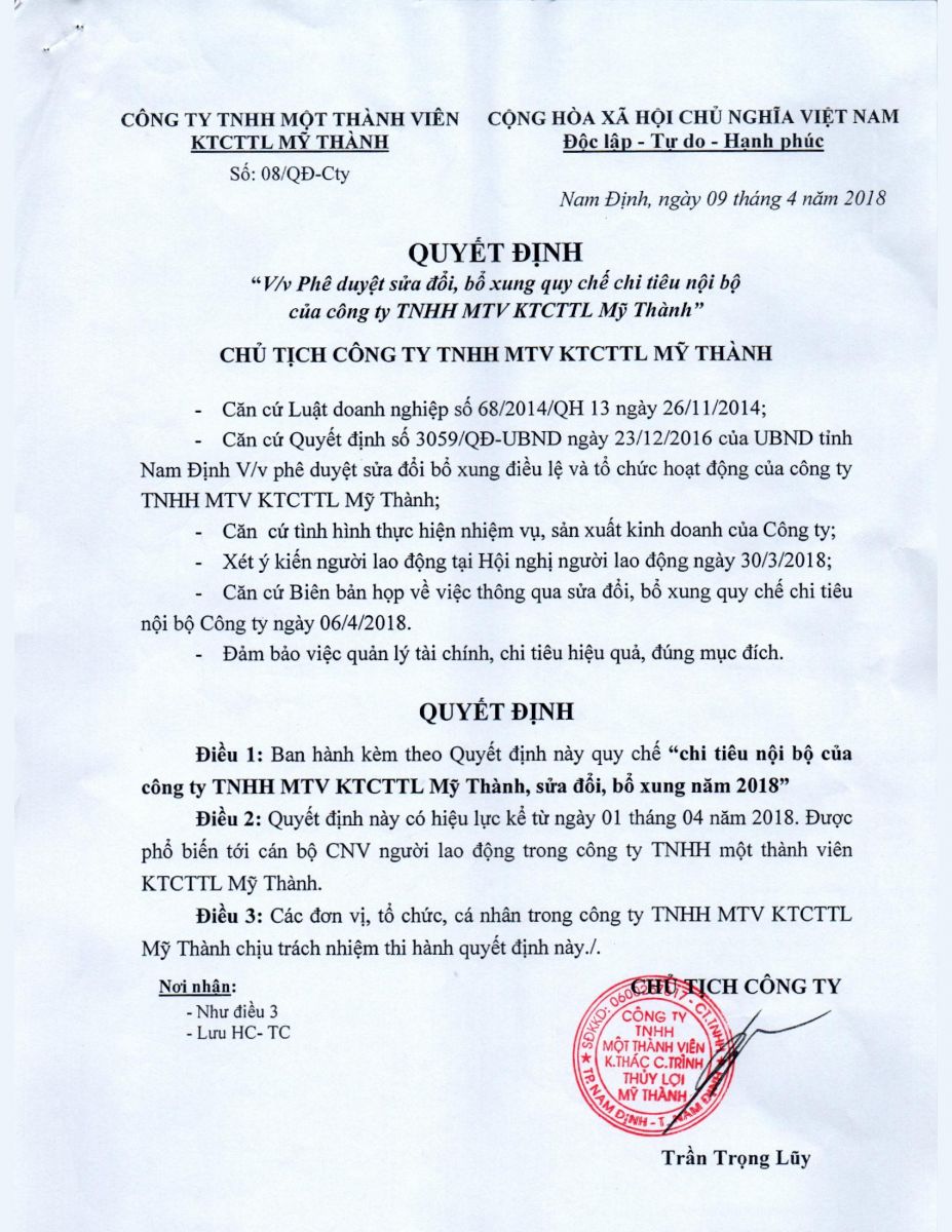Chi phí và quy định nội bộ