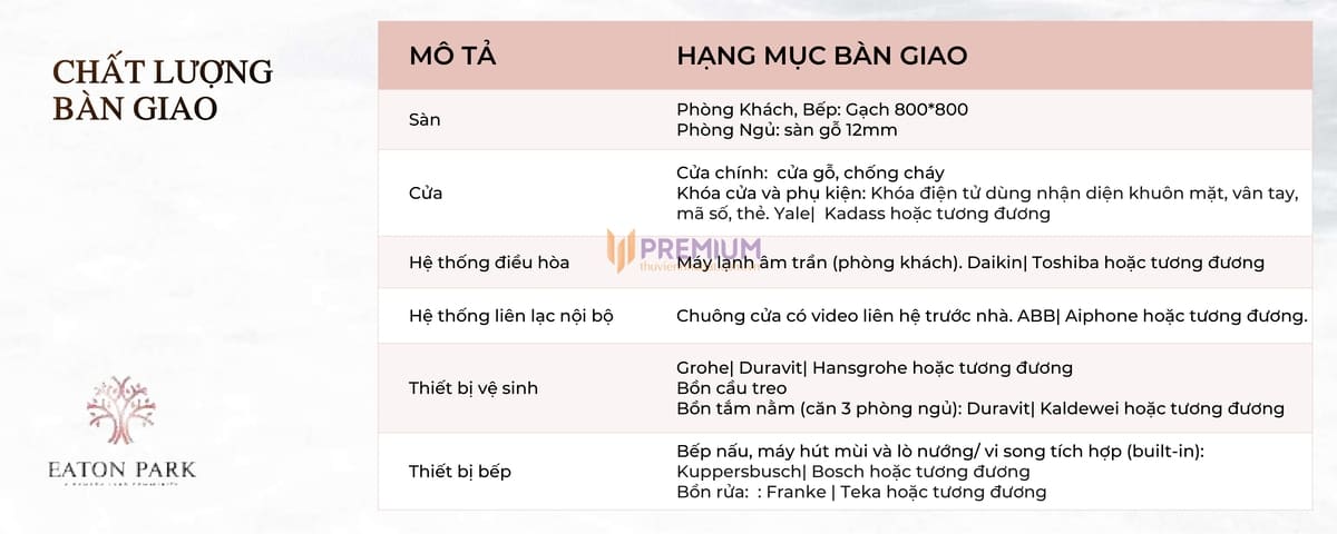 Không gian bàn giao căn hộ