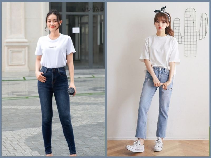 Áo thun mix quần jean
