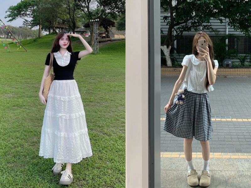 chân váy xòe cho nữ gầy