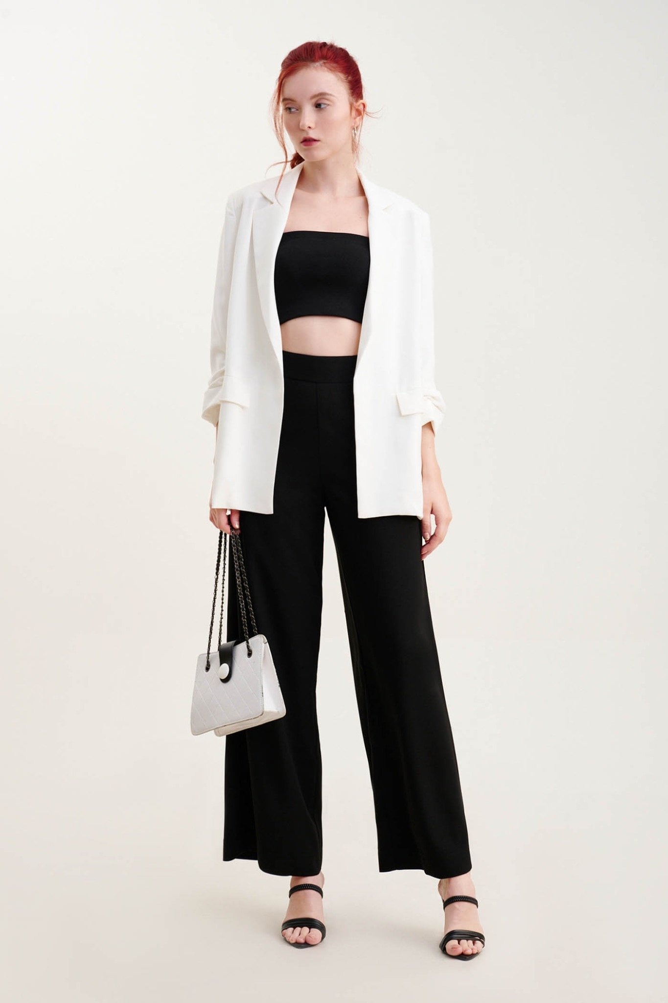 Blazer phối quần ống rộng