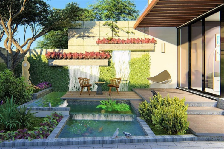 Biệt thự mini kết hợp sân vườn nhỏ gọn