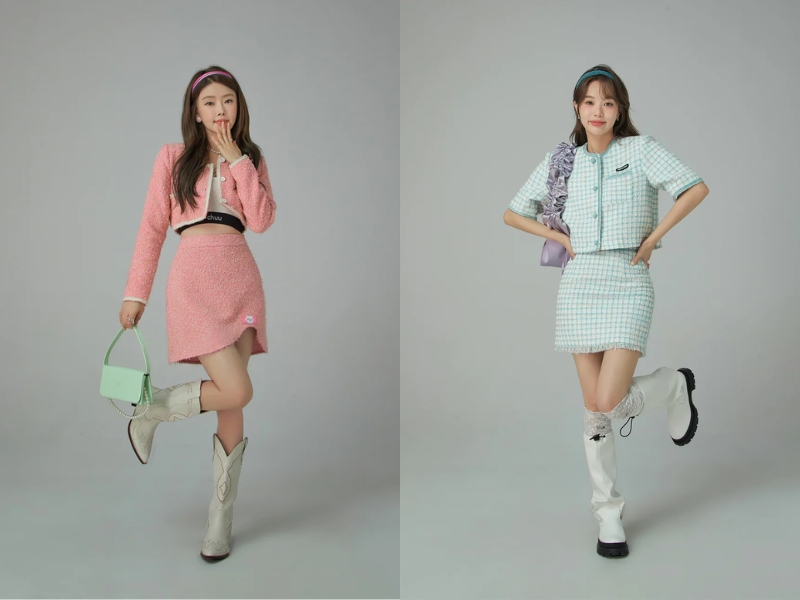 set váy dạ tweed đi đám cưới