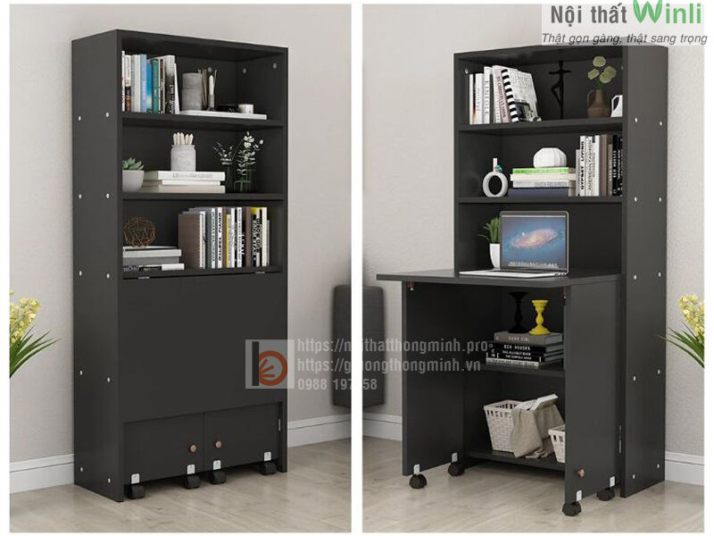Kệ gỗ tích hợp lưu trữ cho ban công nhỏ