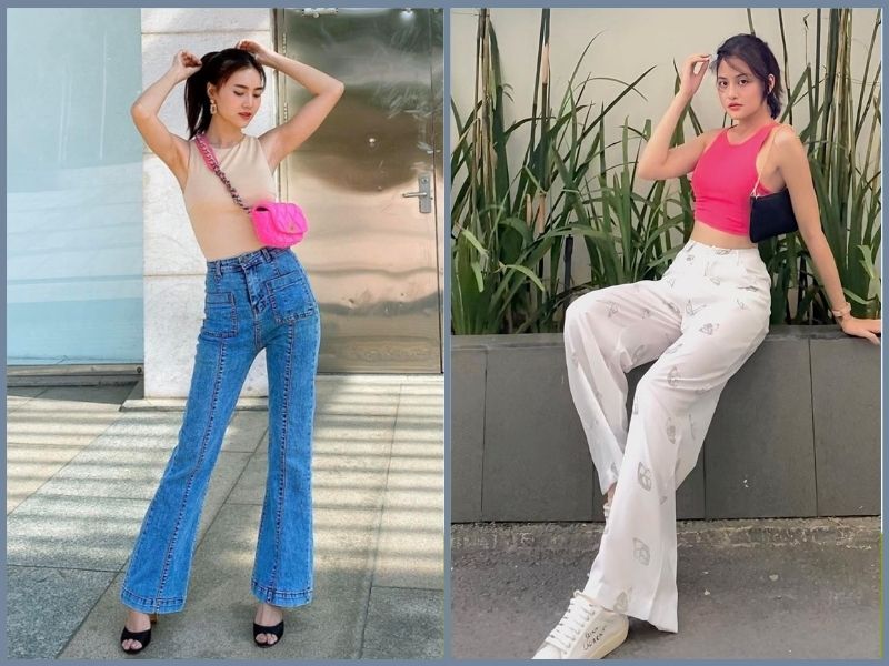 Áo tank top và quần ống rộng nữ