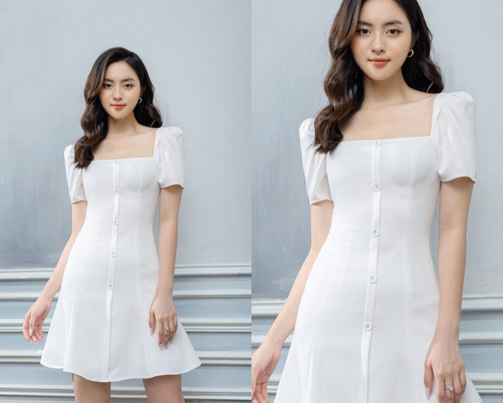 Đầm dáng xòe cho người thấp