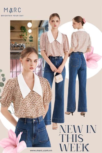 Áo kiểu họa tiết hoa nhí thanh lịch cho ngày nắng ấm