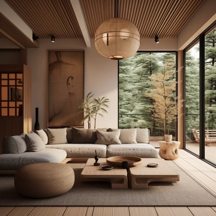 Phòng khách Japandi tối giản