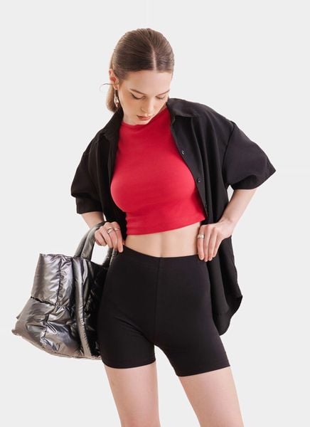 Áo sơ mi oversize trễ vai phối áo thun