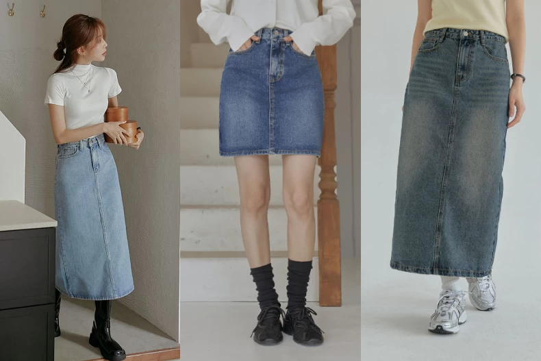 Váy denim công sở hiện đại