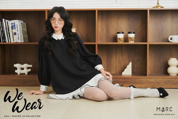 Đầm mini form suông tay dài basic
