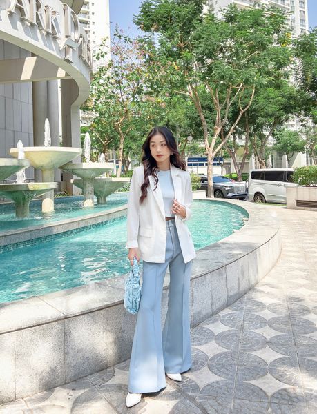 Blazer phối quần ống loe