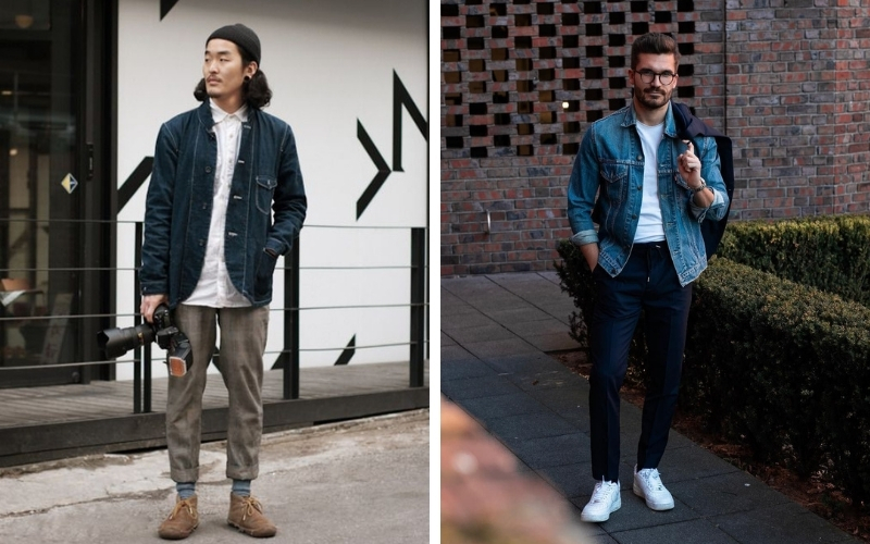 Phối đồ với phong cách smart casual, áo khoác denim