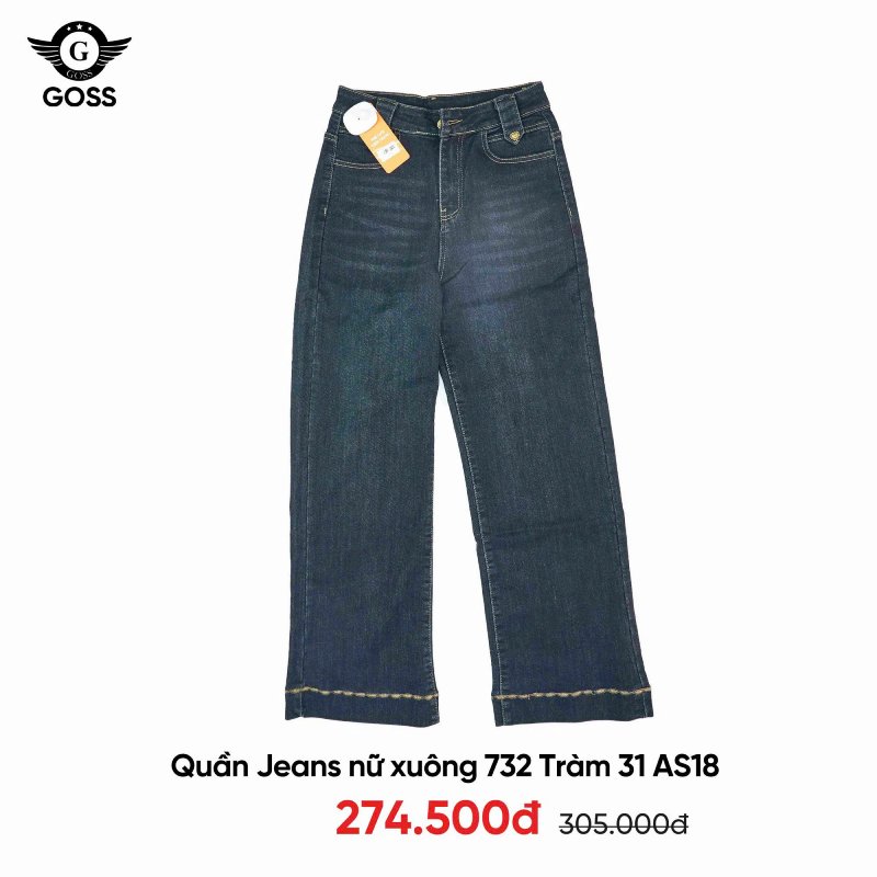 Quần jeans nữ dáng xuông màu tràm — lựa chọn jeans công sở tinh tế