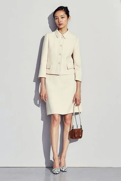 Đồ bộ vest nữ công sở cổ tròn